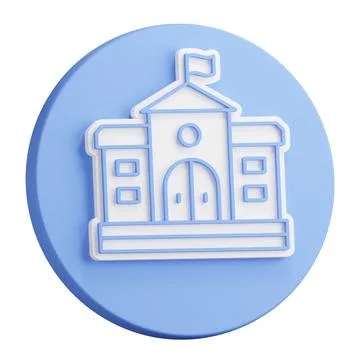 3D rendering of Facade of school house. Exterior of university building. Re.. Stock Illustration