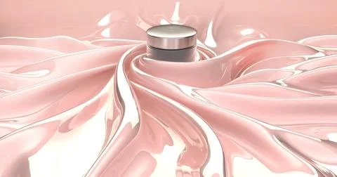 3d rendering Face cream op a light pink silk cloth. Anti age moisturizer. view Stock Illustration