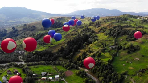 3D rendering of facebook heart and likes balls animation at the nature hills Video stock 142612993