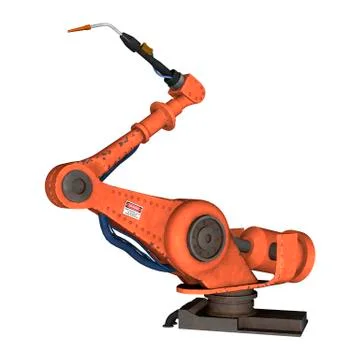 3D Rendering Factory Robot on White 스톡 일러스트