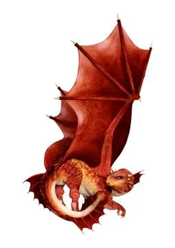 3D Rendering Fairy Tale Dragon on White Stock Illustration