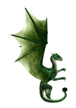 3D Rendering Fairy Tale Dragon on White Stock Illustration