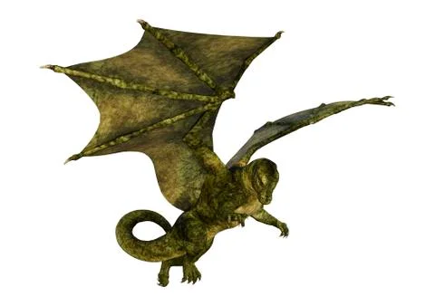 3D Rendering Fairy Tale Dragon on White Stock Illustration