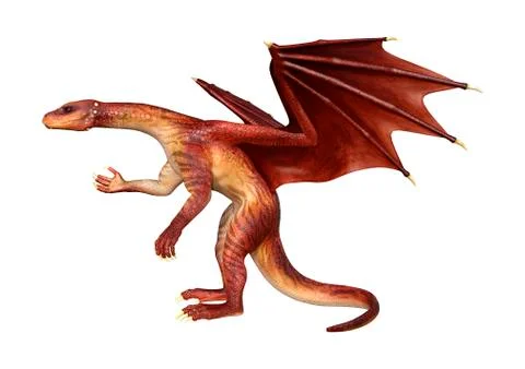 3D Rendering Fairy Tale Dragon on White Stock Illustration