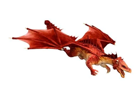 3D Rendering Fairy Tale Dragon on White Stock Illustration