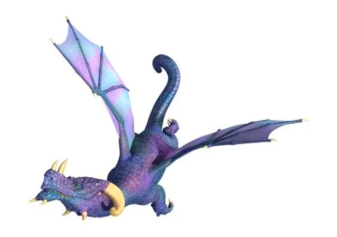 3D Rendering Fairy Tale Dragon on White Stock Illustration