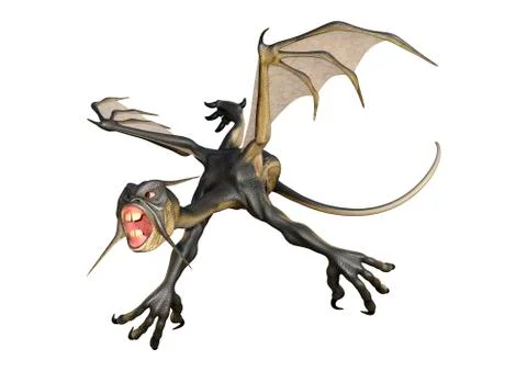 3D Rendering Fairy Tale Dragon on White Stock Illustration