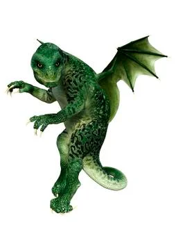 3D Rendering Fairy Tale Dragon on White Illustrazione stock