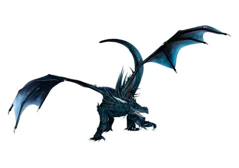 3D Rendering Fairy Tale Dragon on White Stock Illustration