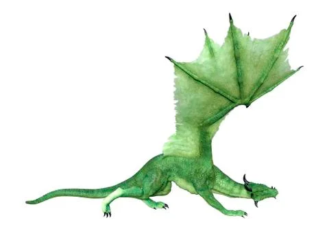 3D Rendering Fairy Tale Dragon on White Stock Illustration
