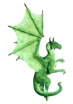 3D Rendering Fairy Tale Dragon on White Stock Illustration