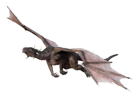 3D Rendering Fairy Tale Dragon on White Stock Illustration