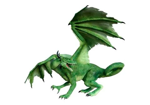 3D Rendering Fairy Tale Dragon on White Stock Illustration