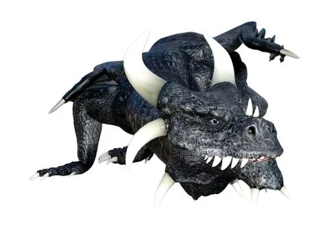 3D Rendering Fairy Tale Dragon on White Stock Illustration