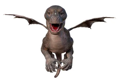 3D Rendering Fairy Tale Dragon on White Stock Illustration