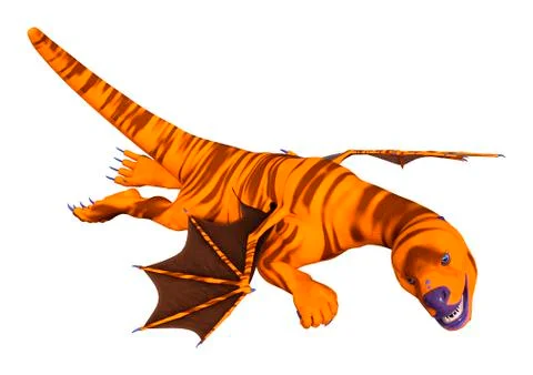 3D Rendering Fairy Tale Dragon on White Stock Illustration