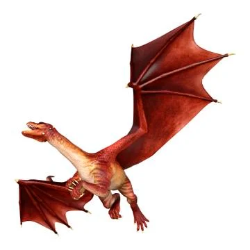 3D Rendering Fairy Tale Dragon on White Stock Illustration