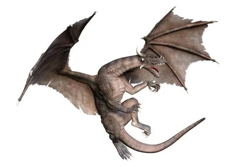 3D Rendering Fairy Tale Dragon on White Stock Illustration