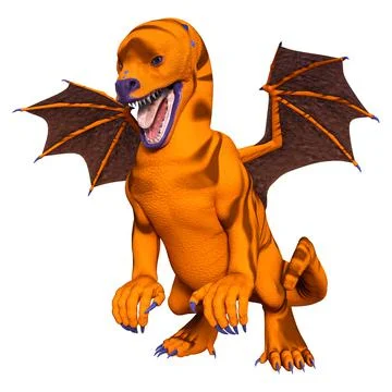 3D Rendering Fairy Tale Dragon on White Stock Illustration