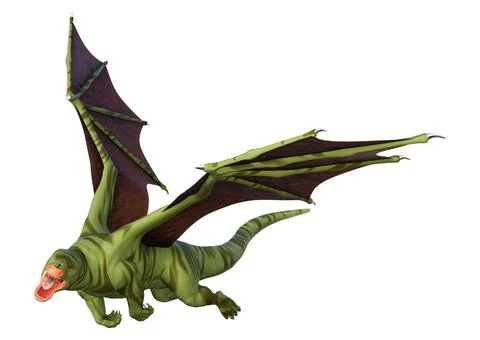 3D Rendering Fairy Tale Dragon on White Stock Illustration