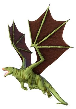 3D Rendering Fairy Tale Dragon on White Stock Illustration