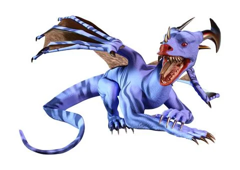 3D Rendering Fairy Tale Dragon on White Stock Illustration