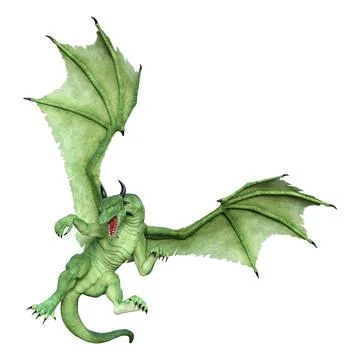 3D Rendering Fairy Tale Dragon on White Stock Illustration