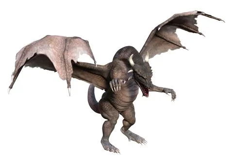 3D Rendering Fairy Tale Dragon on White Stock Illustration