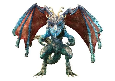3D Rendering Fairy Tale Dragon on White Stock Illustration