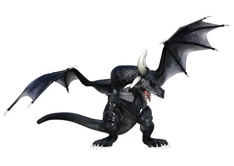 3D Rendering Fairy Tale Dragon on White Stock Illustration