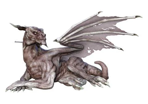 3D Rendering Fairy Tale Dragon on White Stock Illustration