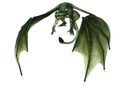 3D Rendering Fairy Tale Dragon on White Stock Illustration