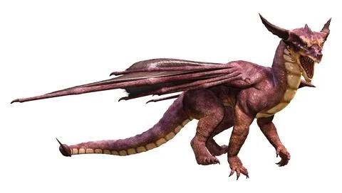 3D Rendering Fairy Tale Dragon on White Stock Illustration
