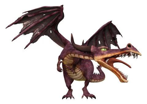 3D Rendering Fairy Tale Dragon on White Illustrazione stock