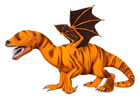 3D Rendering Fairy Tale Dragon on White Stock Illustration