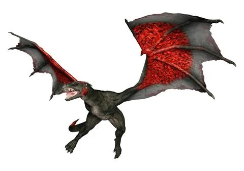 3D Rendering Fairy Tale Dragon on White Stock Illustration