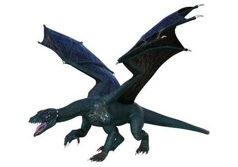 3D Rendering Fairy Tale Dragon on White Stock Illustration