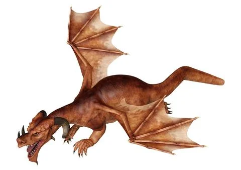 3D Rendering Fairy Tale Dragon on White Stock Illustration