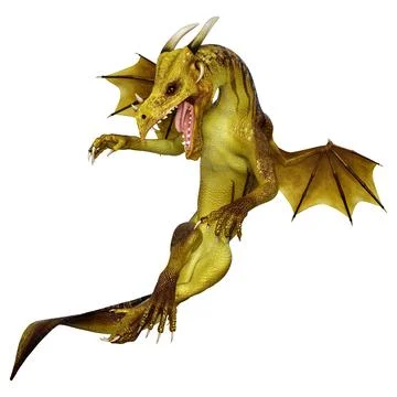 3D Rendering Fairy Tale Dragon on White Stock Illustration