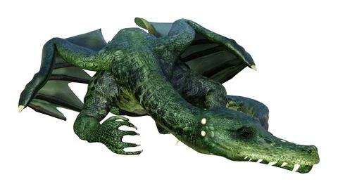 3D Rendering Fairy Tale Dragon on White Stock Illustration