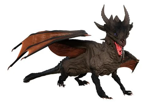 3D Rendering Fairy Tale Dragon on White Stock Illustration