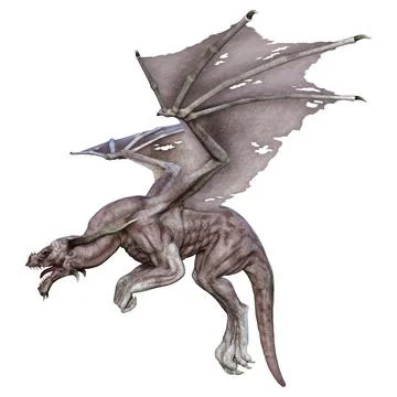 3D Rendering Fairy Tale Dragon on White Stock Illustration
