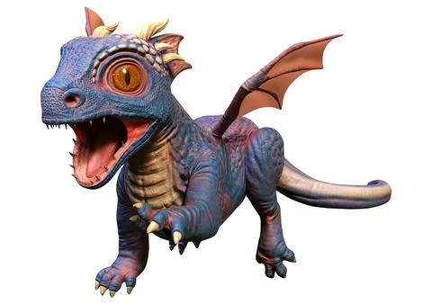 3D Rendering Fairy Tale Dragon on White Stock Illustration
