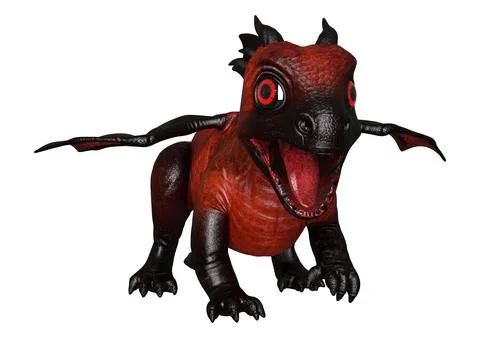 3D Rendering Fairy Tale Dragon on White Stock Illustration