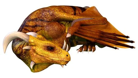 3D Rendering Fairy Tale Dragon on White Stock Illustration