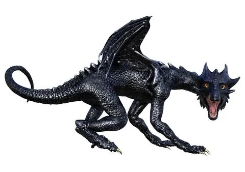 3D Rendering Fairy Tale Dragon on White Stock Illustration