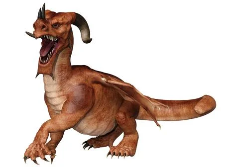 3D Rendering Fairy Tale Dragon on White Stock Illustration