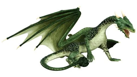 3D Rendering Fairy Tale Dragon on White Stock Illustration
