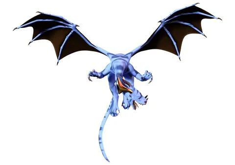 3D Rendering Fairy Tale Dragon on White Stock Illustration