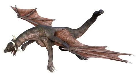 3D Rendering Fairy Tale Dragon on White Stock Illustration